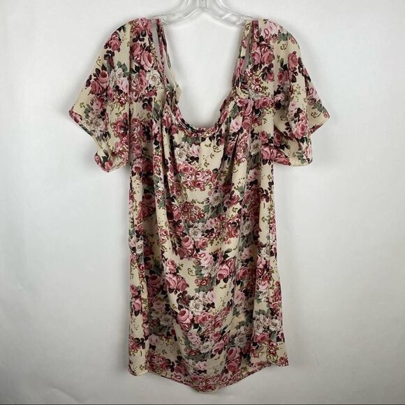 Vibe Sportswear Cold Shoulder Floral Blouse - Picture 1 of 5